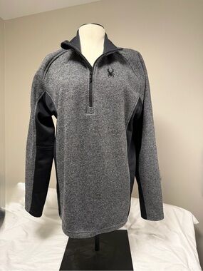 Men’s Spyder Gray and Black Quarter-Zip Pullover